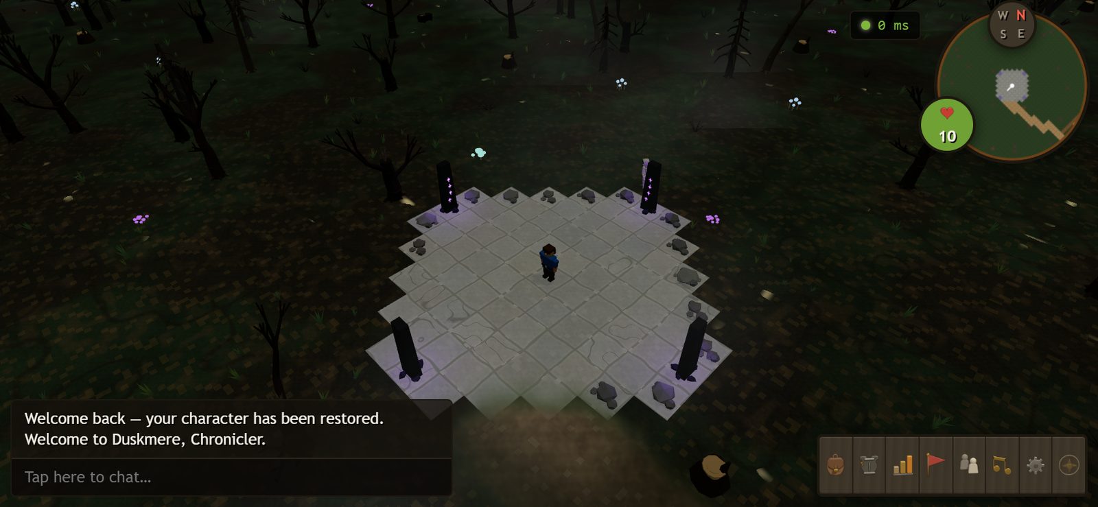 The compact touch interface, deep in the dark forest