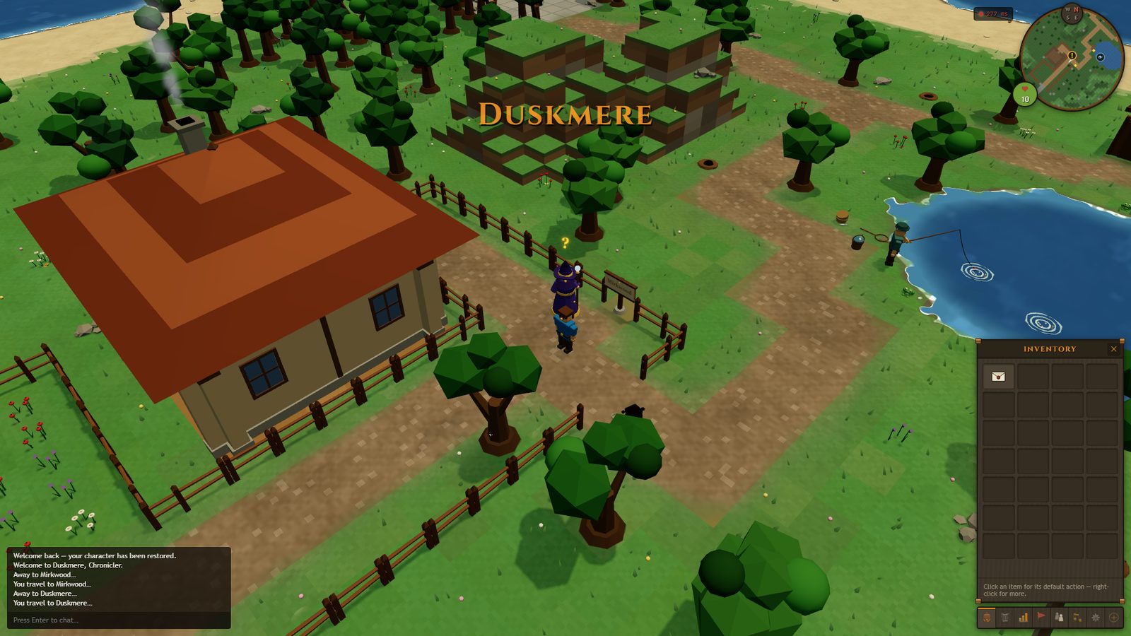 The village of Duskmere on a sunny afternoon