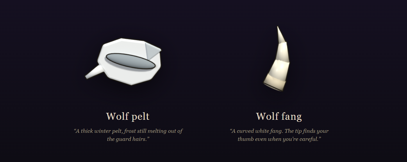 Wolf pelt and wolf fang
